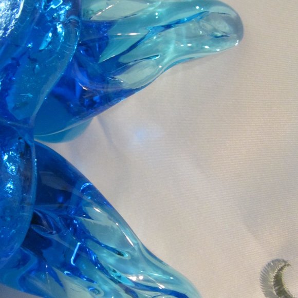 Vtg Blue Glass Double Bluebird of Happiness Bluebirds on Heart Leo Ward 1991 - Picture 16 of 16